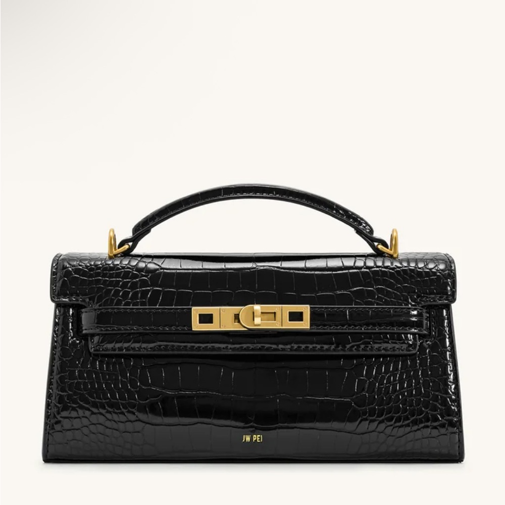 Brand new in box NWT JW PEI NOOR bag Elegant Black Crocodile-Embossed